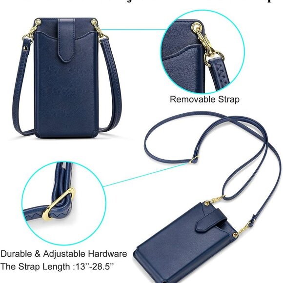 Small Crossbody Cell Phone Purse for Women Vegan Leather Crossbody Phone Bag wit - Picture 2 of 7